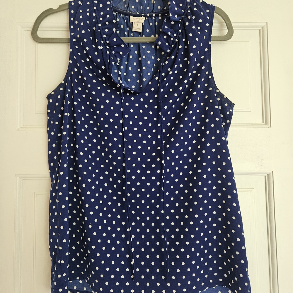 J. Crew Blue Sleeveless Tie Front Blouse